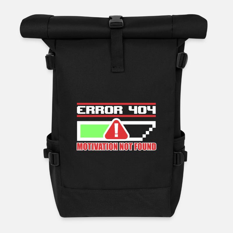 Fehler 404: MOTIVATION NICHT GEFUNDEN - Rolltop Rucksack - Schwarz