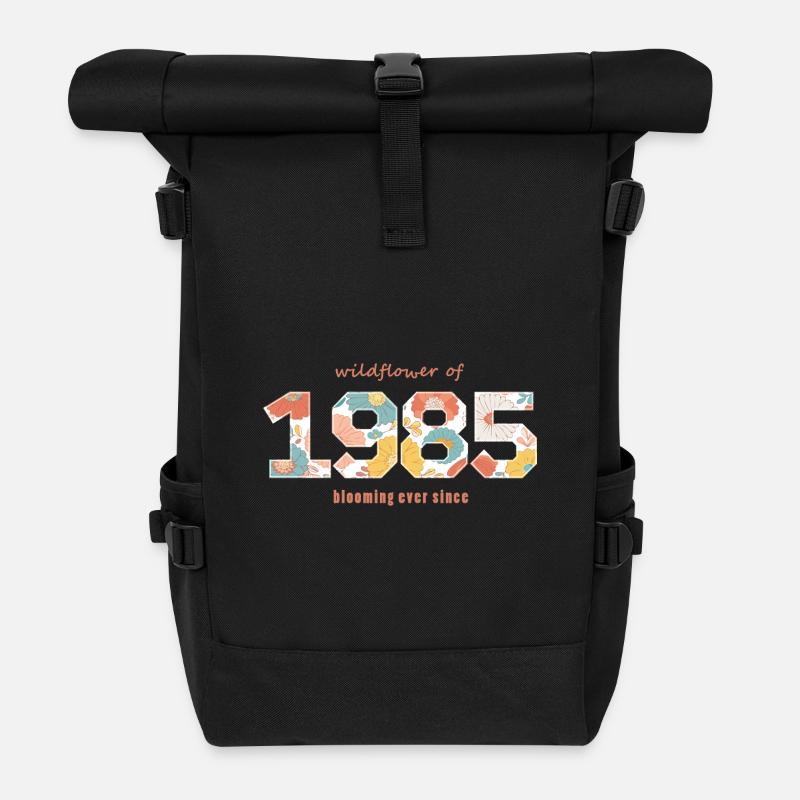 Blumen 1985 - 40-jähriges Jubiläum - Rolltop Rucksack - Schwarz