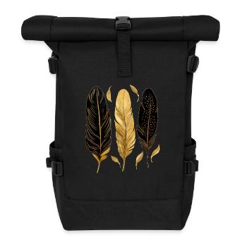 Plumes dorées - Sac à dos roll top - noir - Devant