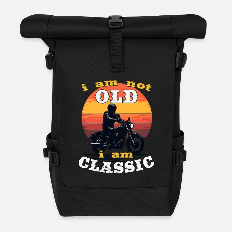 Ich bin nicht alt, ich bin klassisch - Rolltop Rucksack - Schwarz
