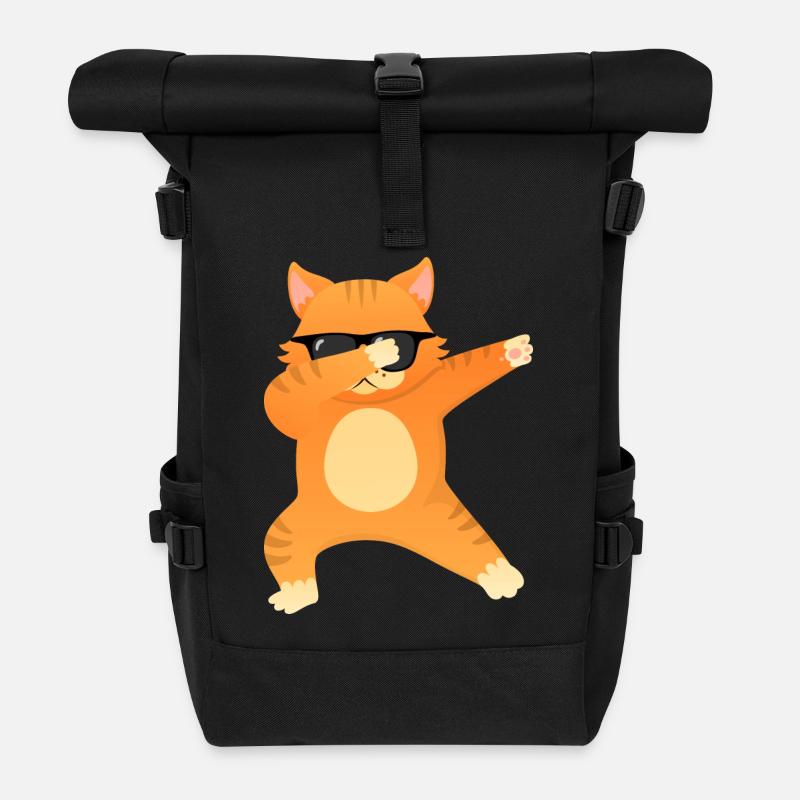 Cat With Sunglasses Dab Dance - Cool Gift - Rolltop Rucksack - Schwarz