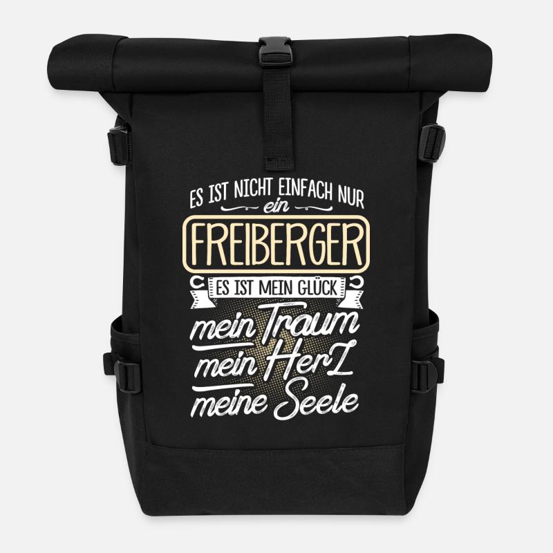 FREIBERGER - Herz - Rolltop Rucksack - Schwarz