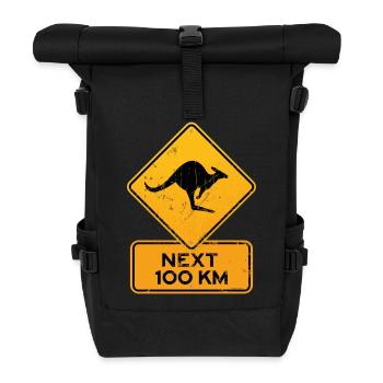 australia road sign kangoo - Roll Top Backpack - black - Front