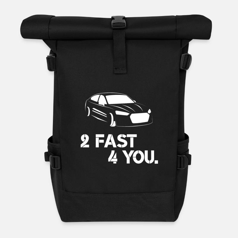 Car saying - Roll Top Backpack - black
