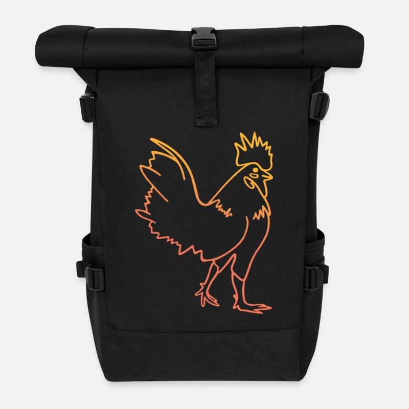 Illustration de coq de poule - Sac à dos roll top - noir