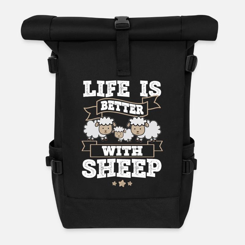 Schaf - Rolltop Rucksack - Schwarz