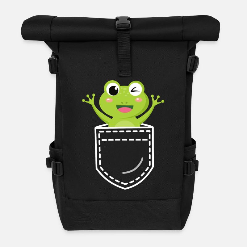 Frog Frogs - Roll Top Backpack - black