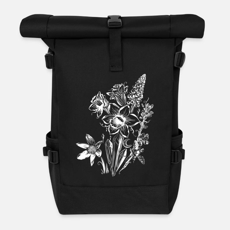 Osterglocken Blumen Frühling Bergkristall - Rolltop Rucksack - Schwarz
