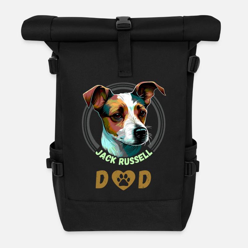 Jack Russell Dad - Rolltop Rucksack - Schwarz
