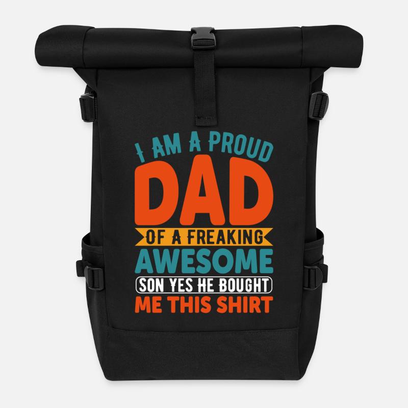 Stolzer Vater feierliches T-Shirt - Rolltop Rucksack - Schwarz