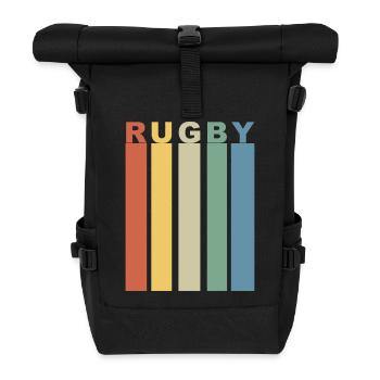Retro rugby band of vertical colors - Roll Top Backpack - black - Front