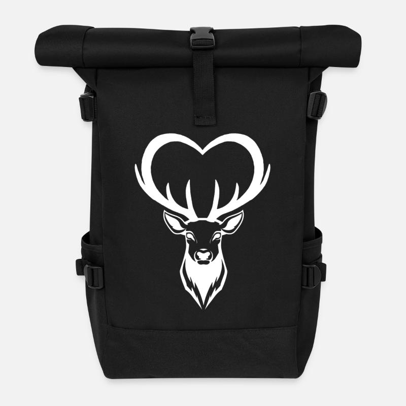 Coeur de cerf blanc - Sac à dos roll top - noir