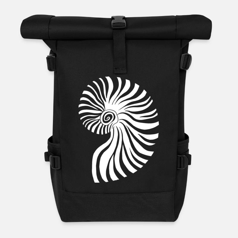 Kontrastierendes spiralförmiges nautisches Muster - Rolltop Rucksack - Schwarz