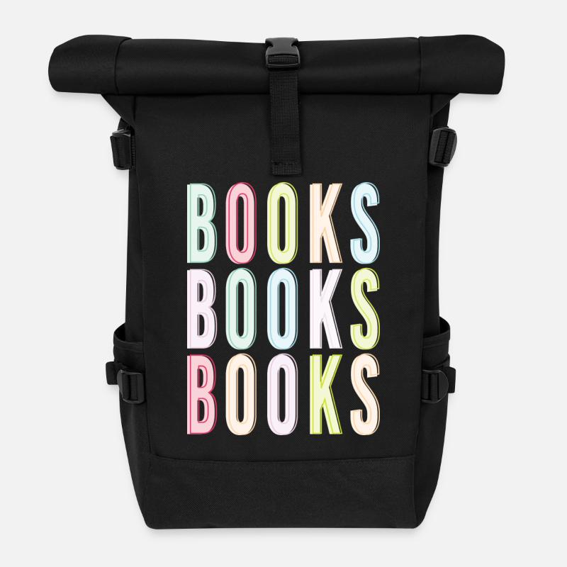 Books Books Books - Rolltop Rucksack - Schwarz