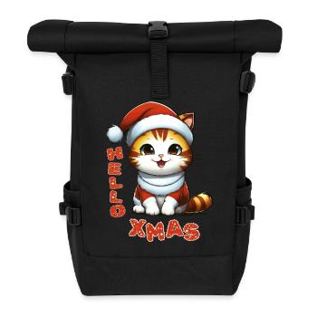 Hello Xmas - Mignon chat de Noël dans un costume de Père Noël - Sac à dos roll top - noir - Devant