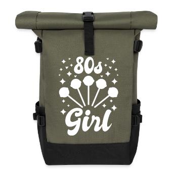 80er Jahre Mädchen - Rolltop Rucksack - Olive/Schwarz - Vorne