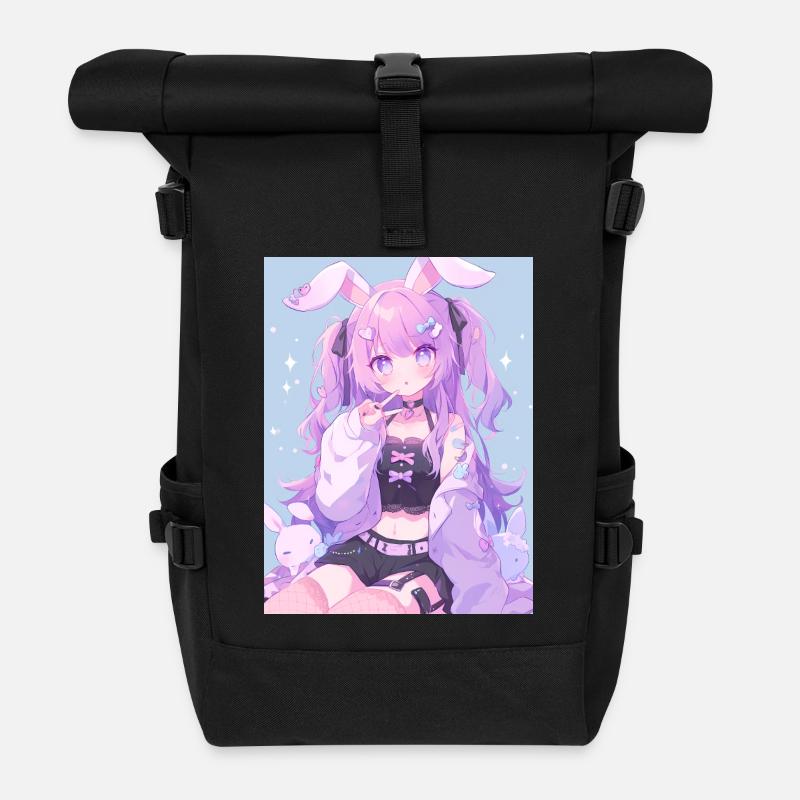 Bunny Bunny Girl Anime Manga Gift - Roll Top Backpack - black