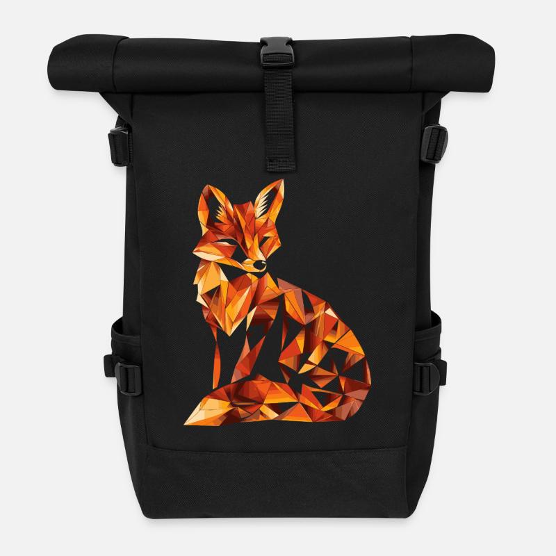 Fuchs Abstrakt Geometrie - Rolltop Rucksack - Schwarz
