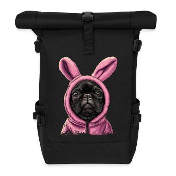 Bouledogue français en costume de lapin - Sac à dos roll top - noir - Devant