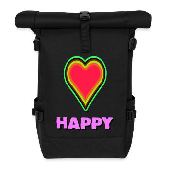 Glowing heart with happiness symbolism - Roll Top Backpack - black - Front