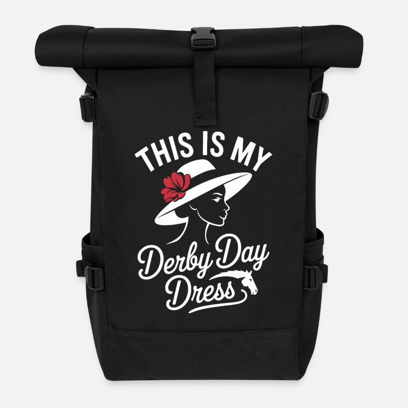 Derby Day Elegant Hat Design - Roll Top Backpack - black