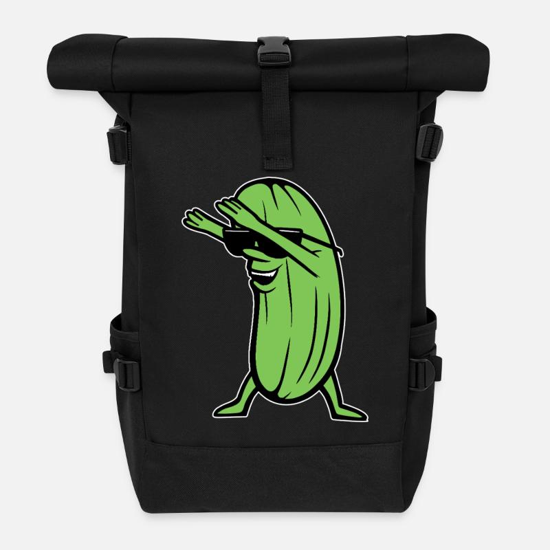 Dabbing Cucumber Dabbing Dab Dance Hip-Hop Dance Pose - Roll Top Backpack - black