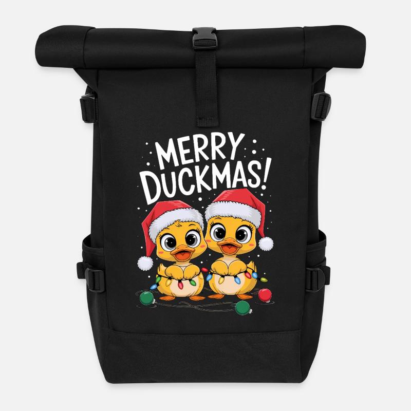 Ente Weihnachtspullover Enten Weihnachten Duckmas - Rolltop Rucksack - Schwarz
