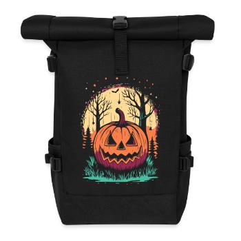 Halloween pumpkin in the forest - Roll Top Backpack - black - Front