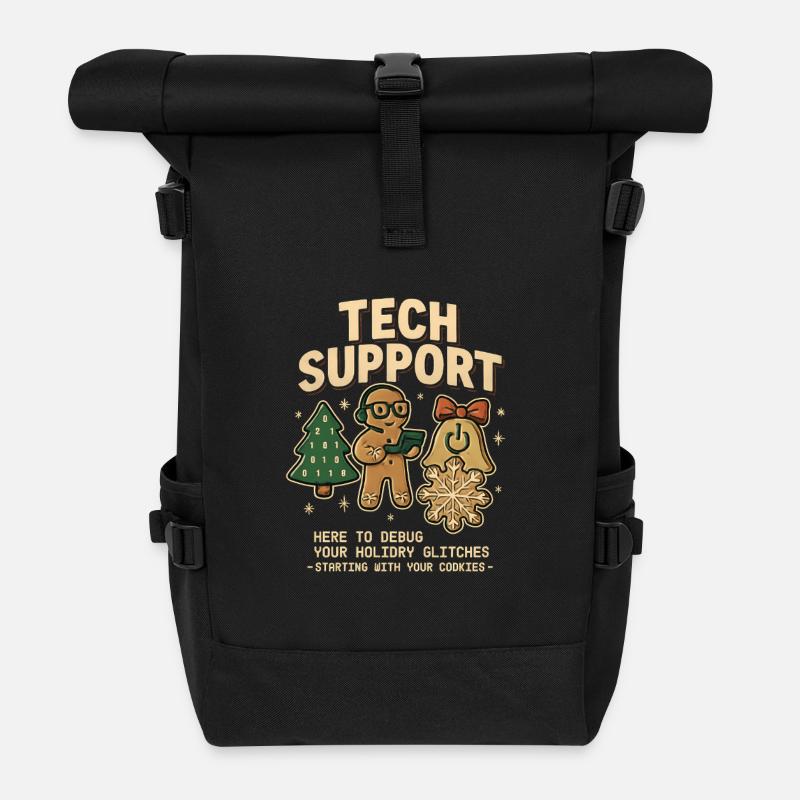 Vintage Technischer Support Retro IT Weihnachten - Rolltop Rucksack - Schwarz
