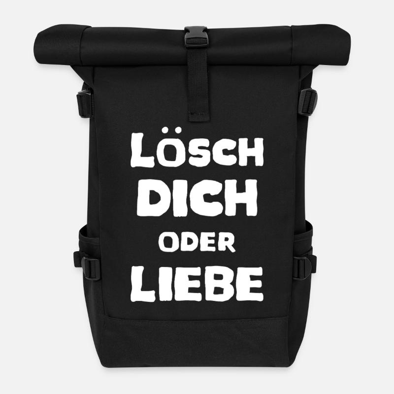 Delete You or Love Saying Meme T-Shirt Unisex - Roll Top Backpack - black