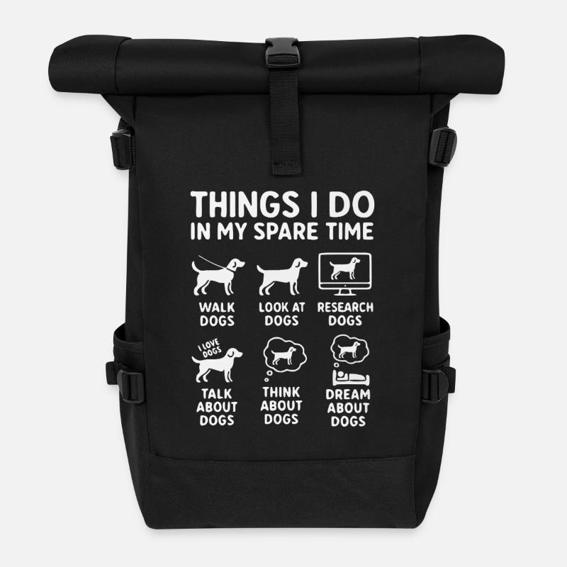 Lustiger Hunde Spruch Freizeit - Rolltop Rucksack - Schwarz
