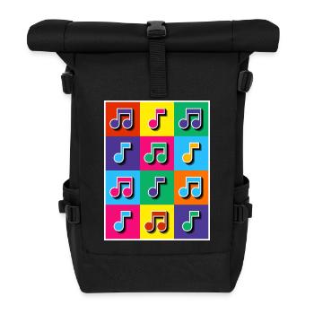 Mosaïque de notes musicales Pop Art - Sac à dos roll top - noir - Devant
