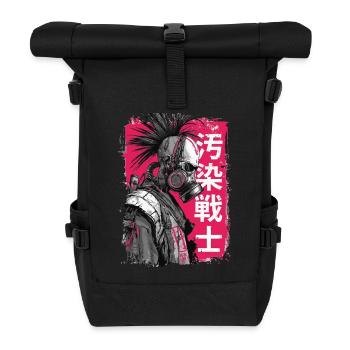 Punk Krieger mit Schriftzeichen - Rolltop Rucksack - Schwarz - Vorne