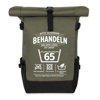 65th Birthday Treat Gently Speed Limit - Roll Top Backpack - olive/black - Front