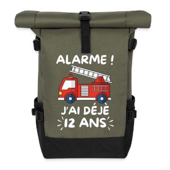 Camion Pompier 12 Ans Anniversaire - Sac à dos roll top - olive/noir - Devant