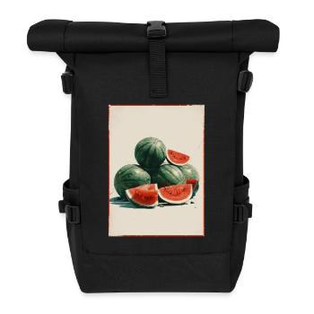 Vintage Wassermelone Scheiben - Rolltop Rucksack - Schwarz - Vorne