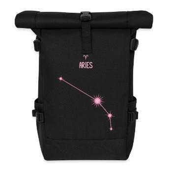 Widder-Tierkreiszeichen Sternbild Pastellrosa - Rolltop Rucksack - Schwarz - Vorne
