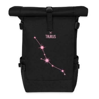 Stier-Sternzeichen Sternbild Pastellrosa - Rolltop Rucksack - Schwarz - Vorne