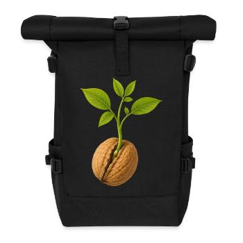 Aus Kleinem wächst Großes Walnuss Design  - Rolltop Rucksack - Schwarz - Vorne