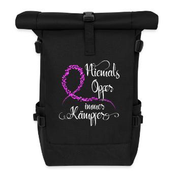 Niemals Opfer immer Kämpfer - Brustkrebs Kämpferin - Rolltop Rucksack - Schwarz - Vorne