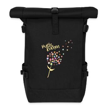 Pustekuchen Pusteblume Muffins Cupcakes Wortspiel - Rolltop Rucksack - Schwarz - Vorne