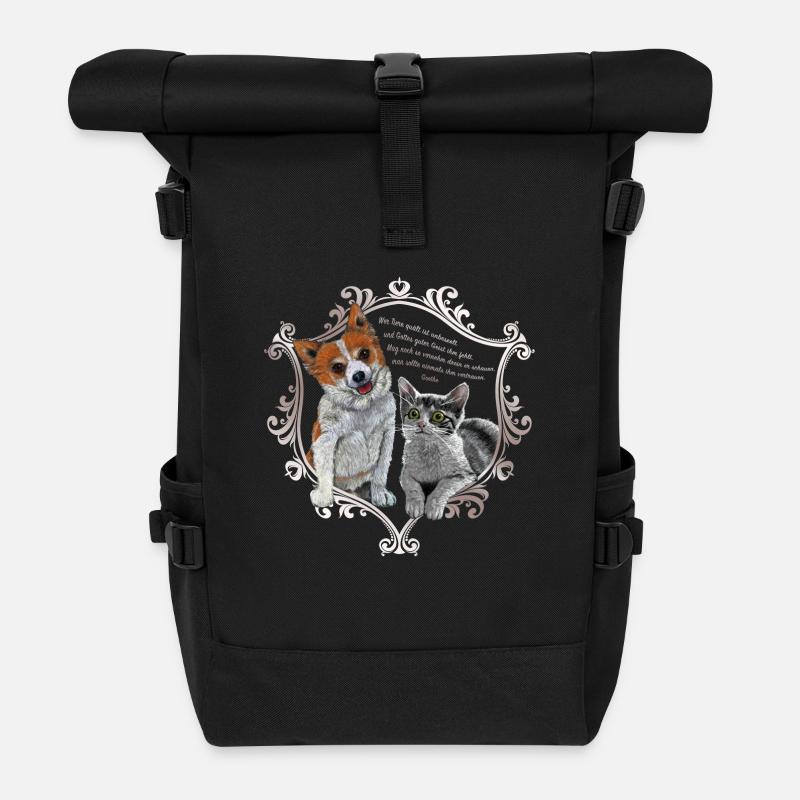 Dog Cat Goethe - Roll Top Backpack - black