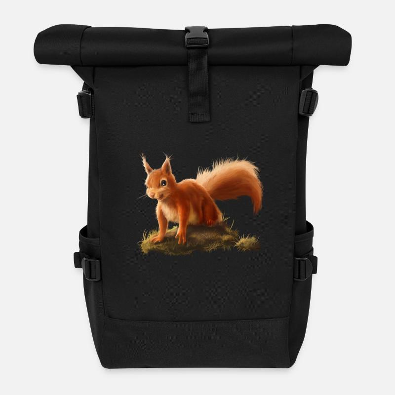 Kleines Eichhörnchen - Rolltop Rucksack - Schwarz