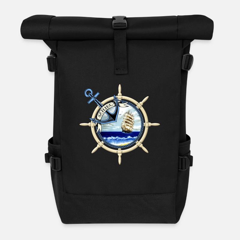 Segelschiff - Rolltop Rucksack - Schwarz