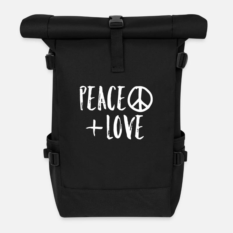 Paix Amour - Sac à dos roll top - noir