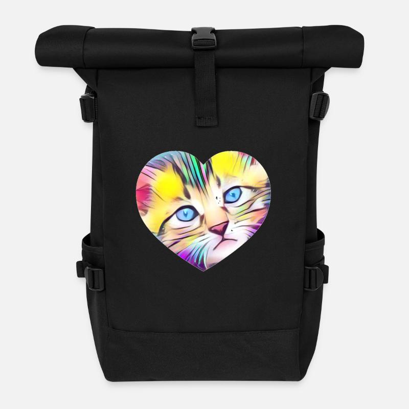 Chat - Sac à dos roll top - noir