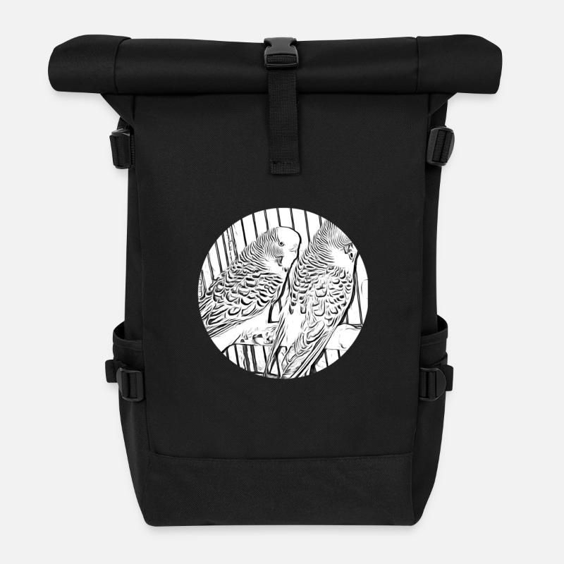 Perruches - Sac à dos roll top - noir