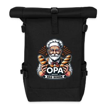 Opa backt das schon - Bäcker mit Broten - Rolltop Rucksack - Schwarz - Vorne