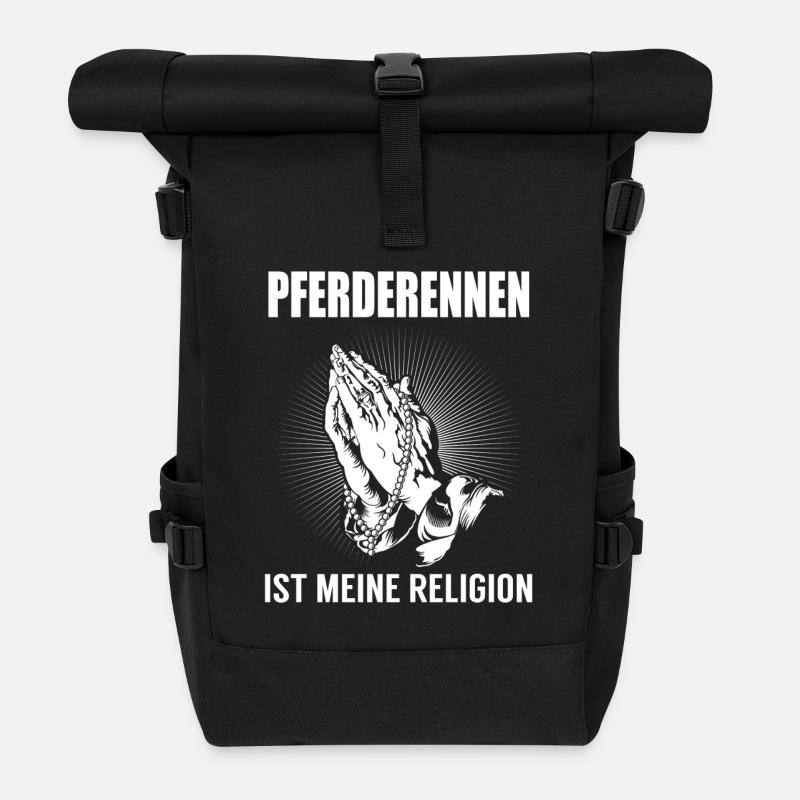 Horse racing - my religion - Roll Top Backpack - black