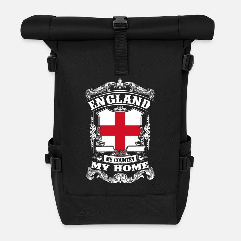 England - My country - My home - Roll Top Backpack - black
